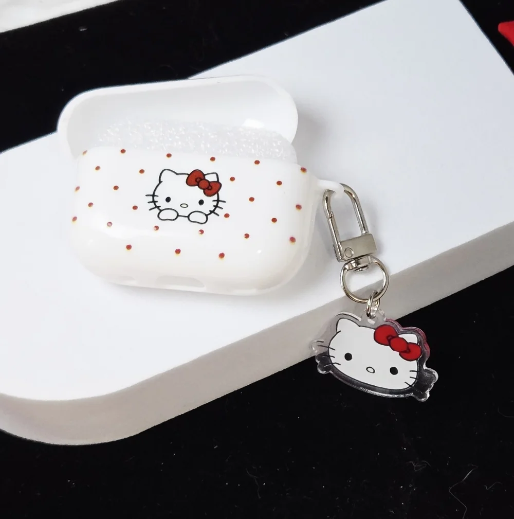 Hello Kitty AirPods Pro Gen 2 Case Red Polka Dot Cat Charm Sanrio Tech Accessory